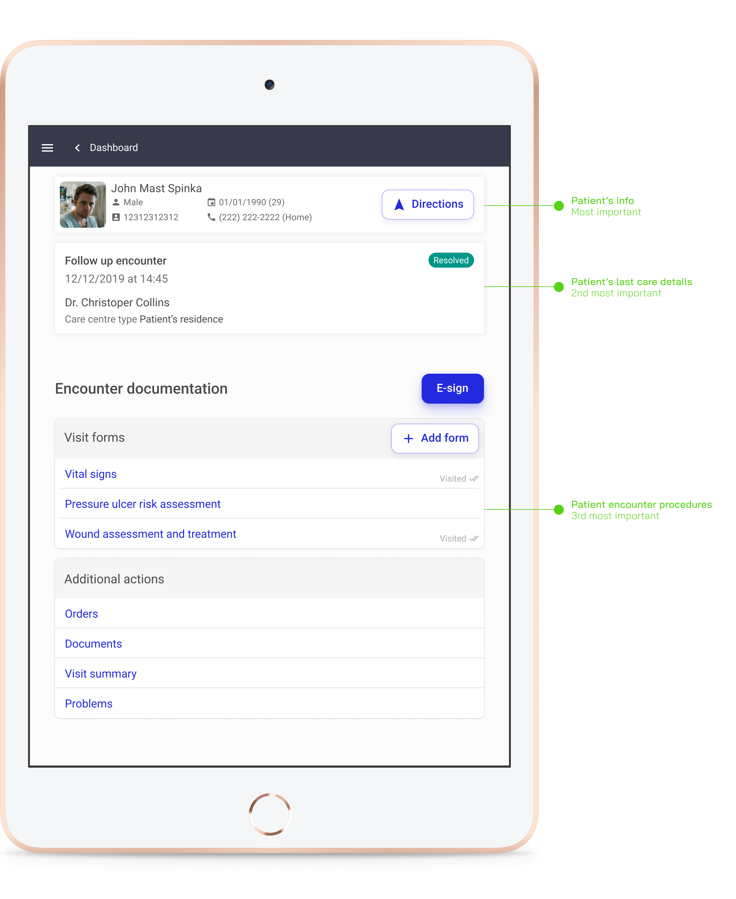 Patient page